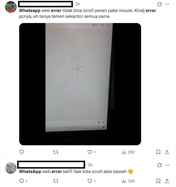 Keluhan Netizen di X tentang WhatsApp Web Eror