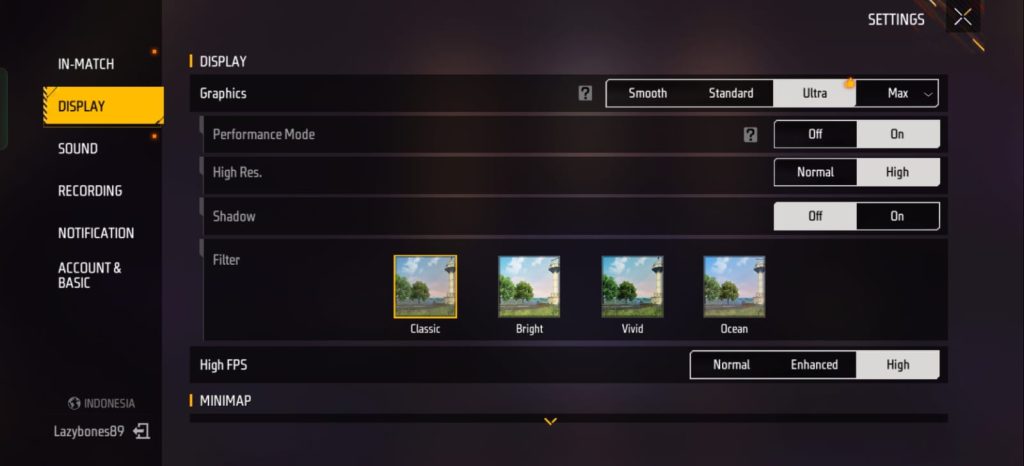 Setting grafis game Free Fire di realme 15T 5G