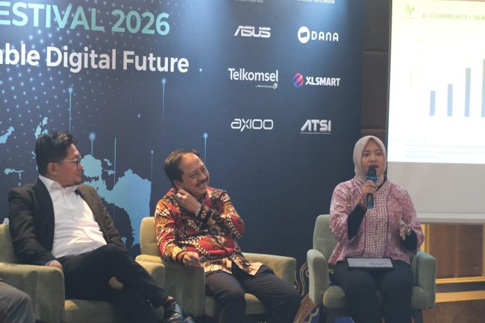 Dyah Ayu, Peneliti Ekonomi dari CELIOS dalam acara Indonesia Digital Outlook 2026
