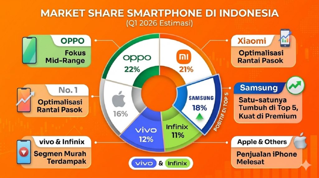 Marketshare Smartphone Indonesia Q1 2026